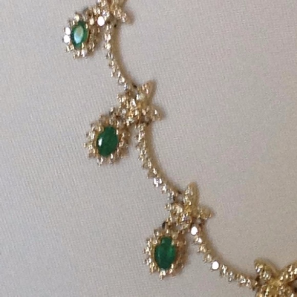 SOLD Layaway! Genuine Emerald/Diamond Necklace 14K - Picture 3 of 8